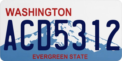 WA license plate ACD5312