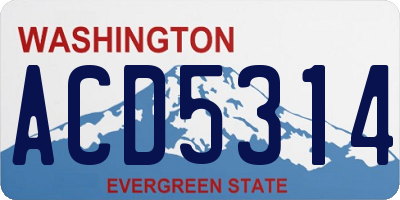 WA license plate ACD5314