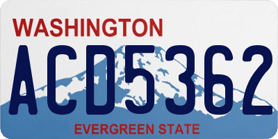 WA license plate ACD5362