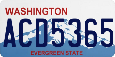 WA license plate ACD5365