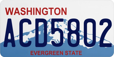 WA license plate ACD5802