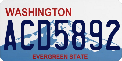 WA license plate ACD5892