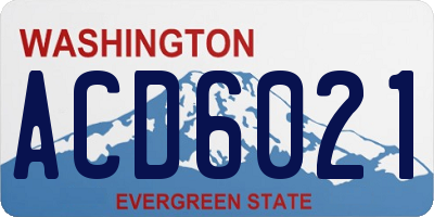 WA license plate ACD6021