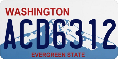 WA license plate ACD6312