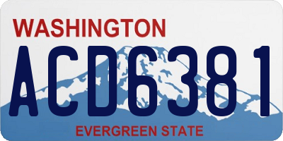 WA license plate ACD6381
