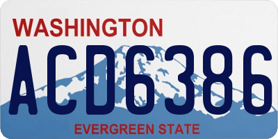 WA license plate ACD6386
