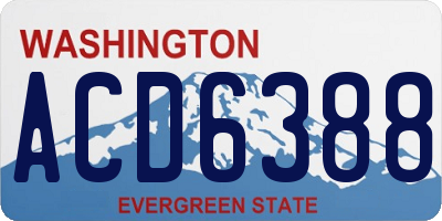 WA license plate ACD6388