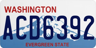 WA license plate ACD6392