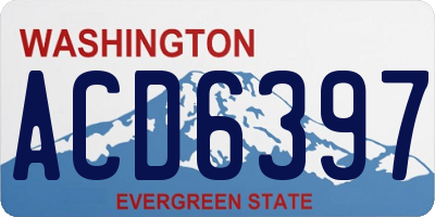 WA license plate ACD6397