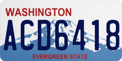WA license plate ACD6418