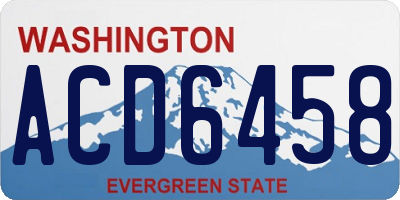 WA license plate ACD6458