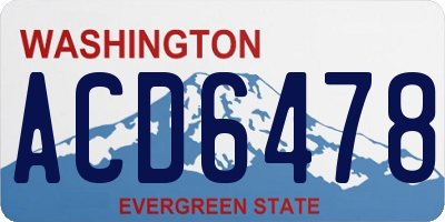 WA license plate ACD6478