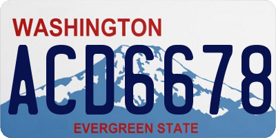 WA license plate ACD6678