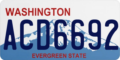WA license plate ACD6692