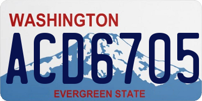 WA license plate ACD6705