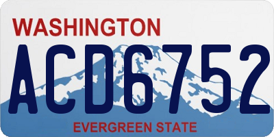 WA license plate ACD6752