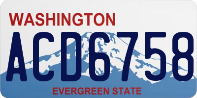 WA license plate ACD6758