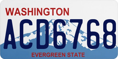WA license plate ACD6768