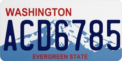 WA license plate ACD6785