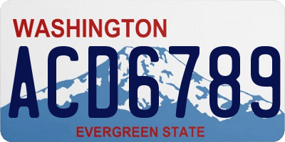 WA license plate ACD6789