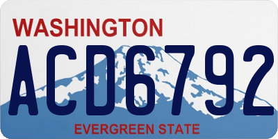 WA license plate ACD6792