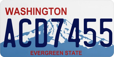 WA license plate ACD7455