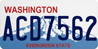WA license plate ACD7562