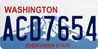 WA license plate ACD7654