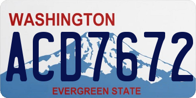 WA license plate ACD7672