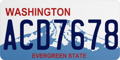 WA license plate ACD7678