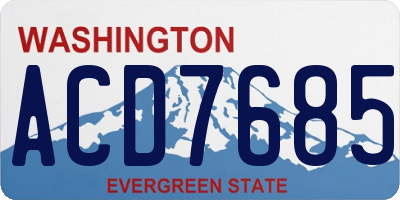 WA license plate ACD7685
