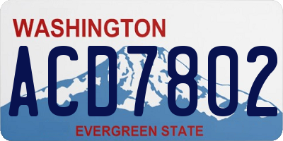 WA license plate ACD7802
