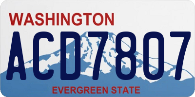 WA license plate ACD7807