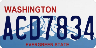 WA license plate ACD7834