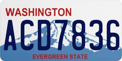 WA license plate ACD7836