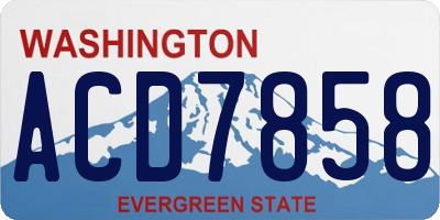 WA license plate ACD7858