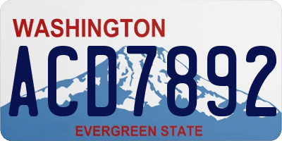 WA license plate ACD7892
