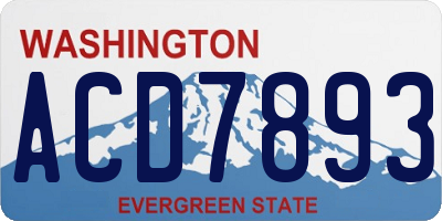 WA license plate ACD7893