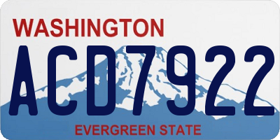 WA license plate ACD7922