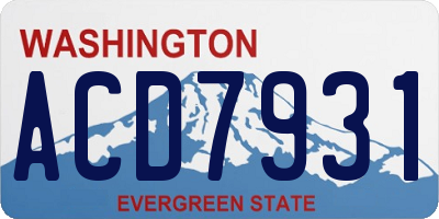 WA license plate ACD7931