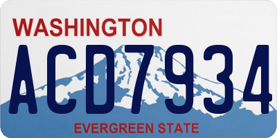 WA license plate ACD7934