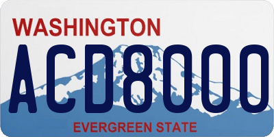 WA license plate ACD8000