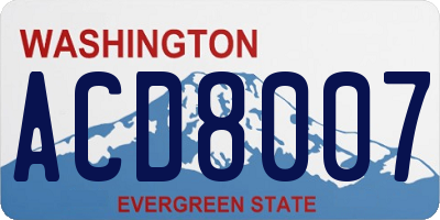 WA license plate ACD8007