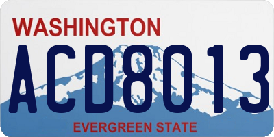 WA license plate ACD8013