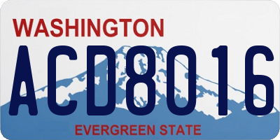 WA license plate ACD8016