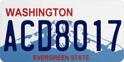WA license plate ACD8017