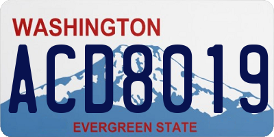 WA license plate ACD8019