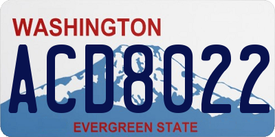 WA license plate ACD8022
