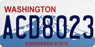 WA license plate ACD8023