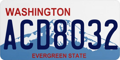 WA license plate ACD8032